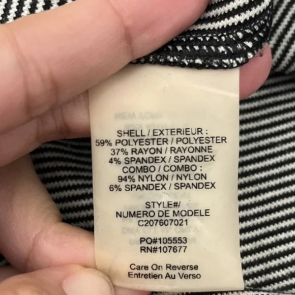 Alice + Olivia black & white stripped peplum dress with scoop back. Size M. - Picture 7 of 10